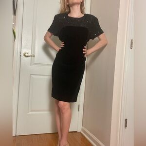VINTAGE velvet embroidered cocktail dress from Talbots